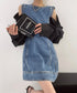 Detachable Sleeve Denim Mini Dress
